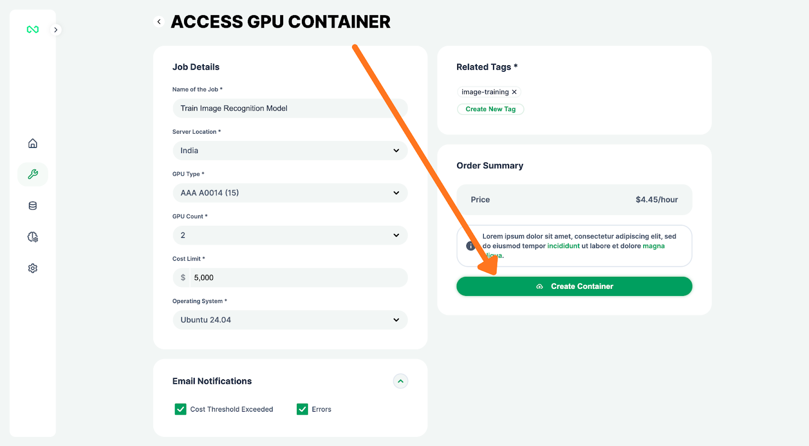Create the container